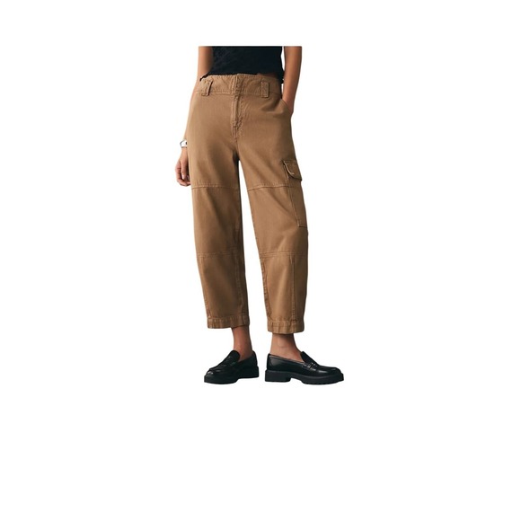 Etica  Anthropoligie Juni High Rise‎ Relaxed Cargo Petrified Oak Women's Size 26 - Picture 1 of 4